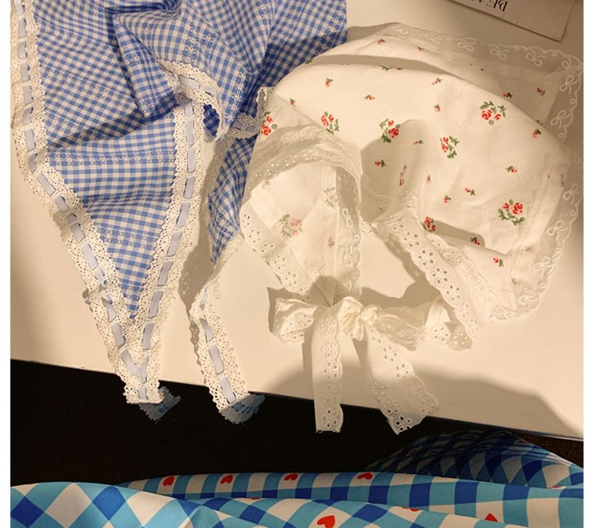 (Various Head / Scrunchie Set Scarf Triangle Designs) Lace Trim