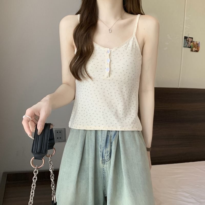 Floral Henley Top Print Cami