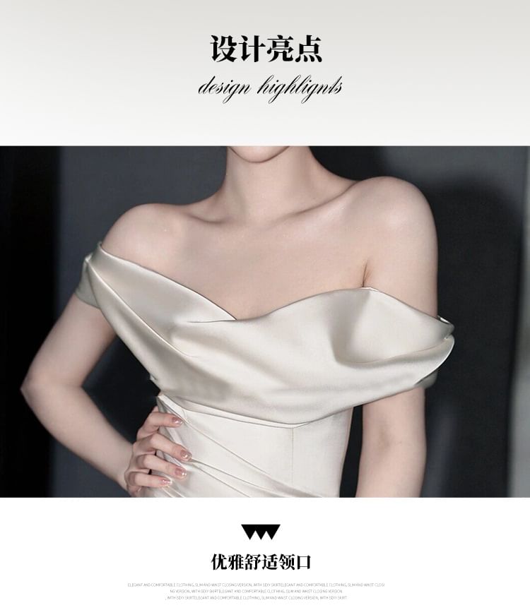 Wedding Off Mermaid Shoulder Gown Plain