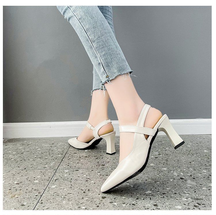 Slingback Heel High Sandals Plain