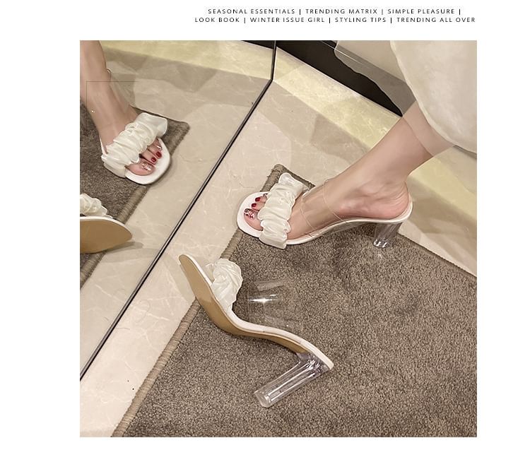 Slide Sandals Heel High Ruffle