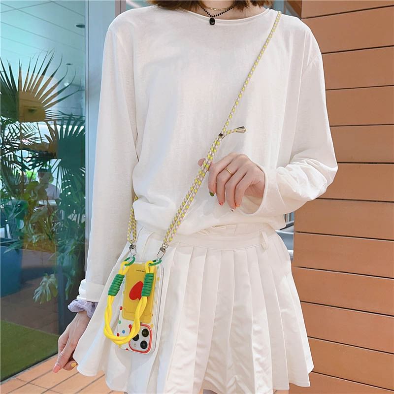 Holder Heart Case Card / Lanyard Phone Set Strap