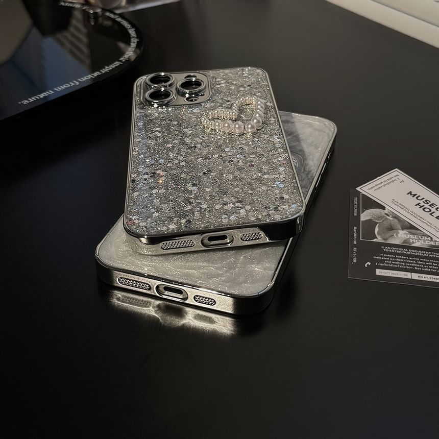 Faux Case Pearl Heart Phone