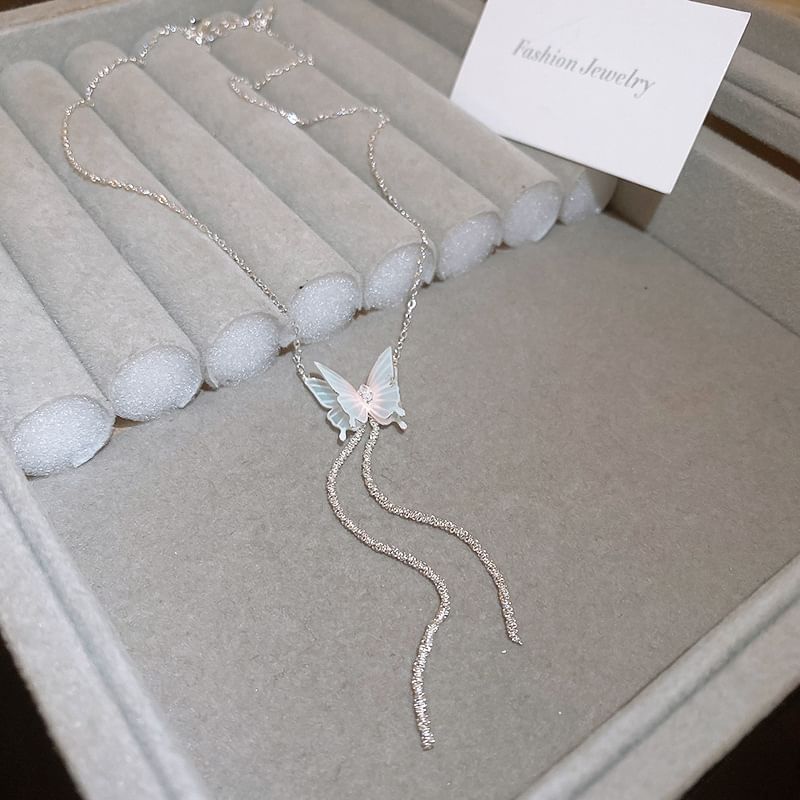 Choker / Rhinestone Butterfly Alloy Earring Dangle