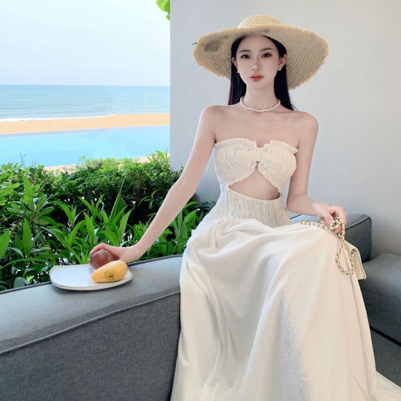 Cutout Tube Slit Maxi Dress A-Line Plain