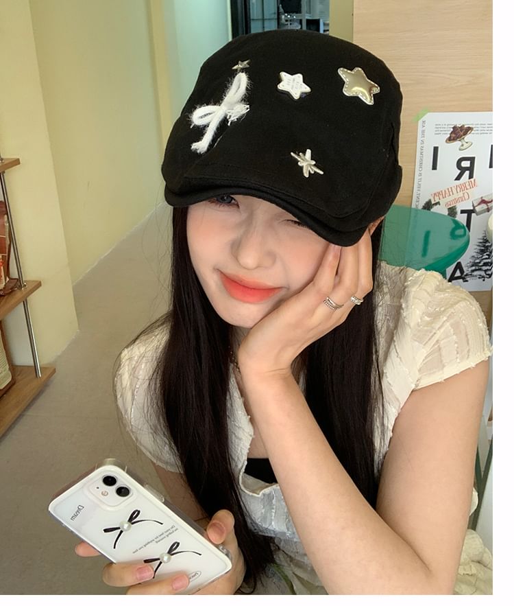 Star Cap Applique Bow Flat