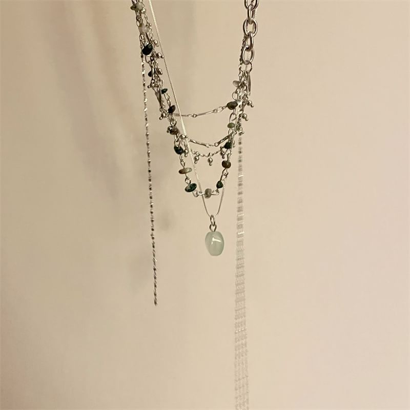 Alloy Choker Pendant Turquoise Layered
