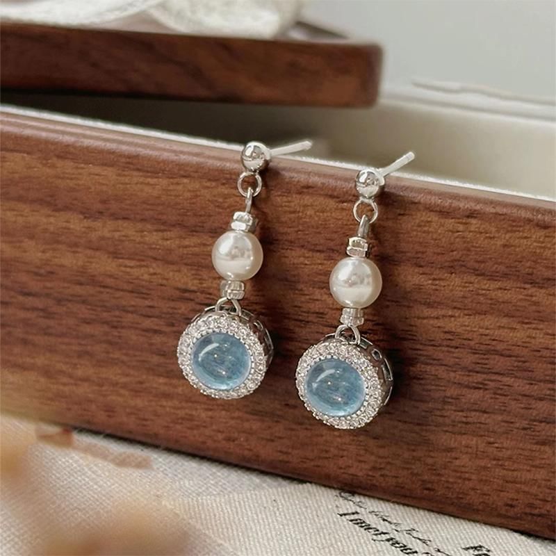 Pearl Earring Drop Faux Rhinestone