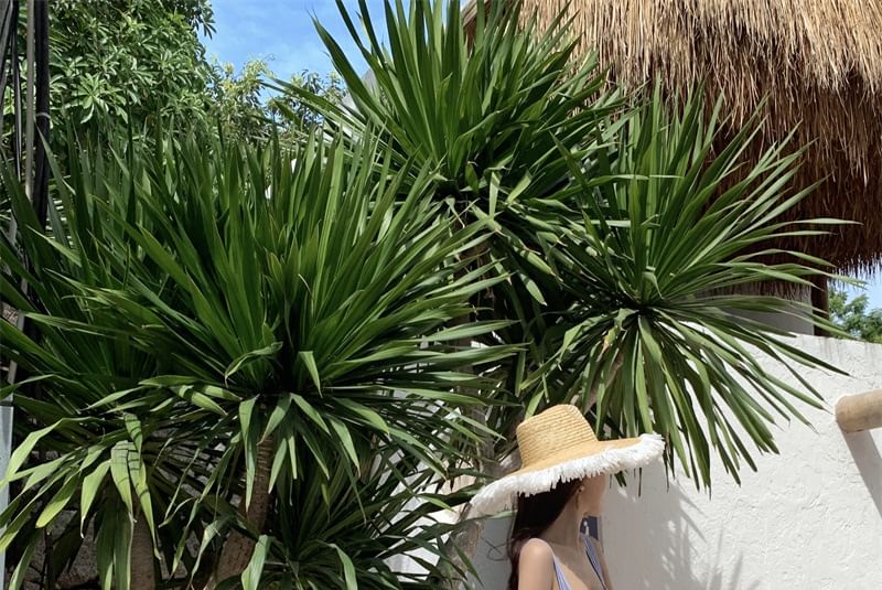 Striped Dress Square Ruffle Strap Spaghetti Sun Neck Maxi