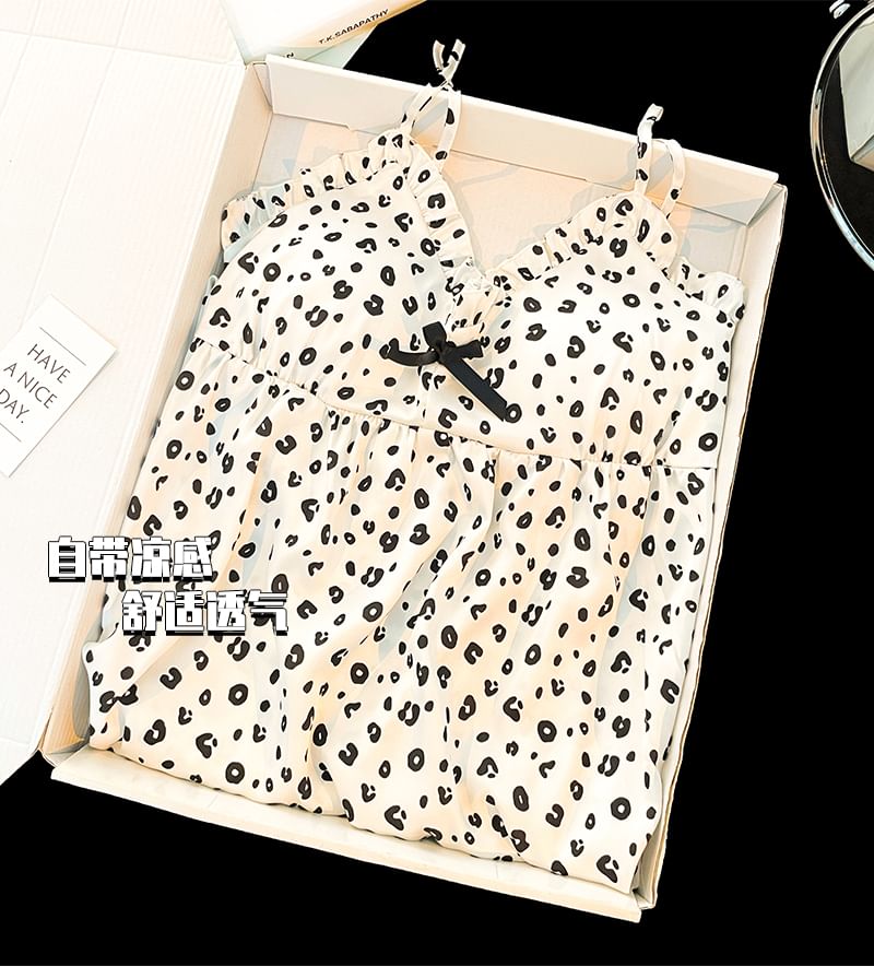 Nightgown Strap Spaghetti Leopard