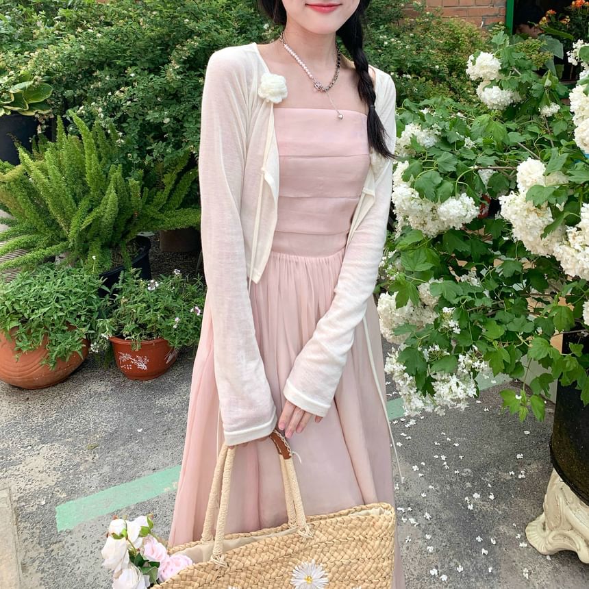 Strap Plain Neck Square Dress A-Line Spaghetti Maxi