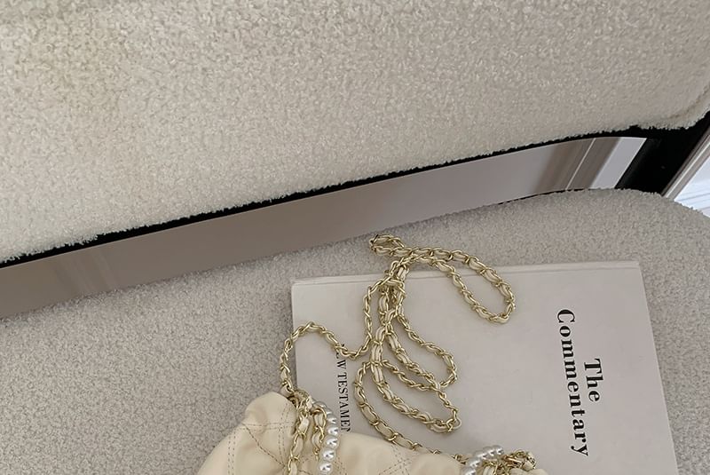 Faux Chain Quilted Crossbody Pearl Bag