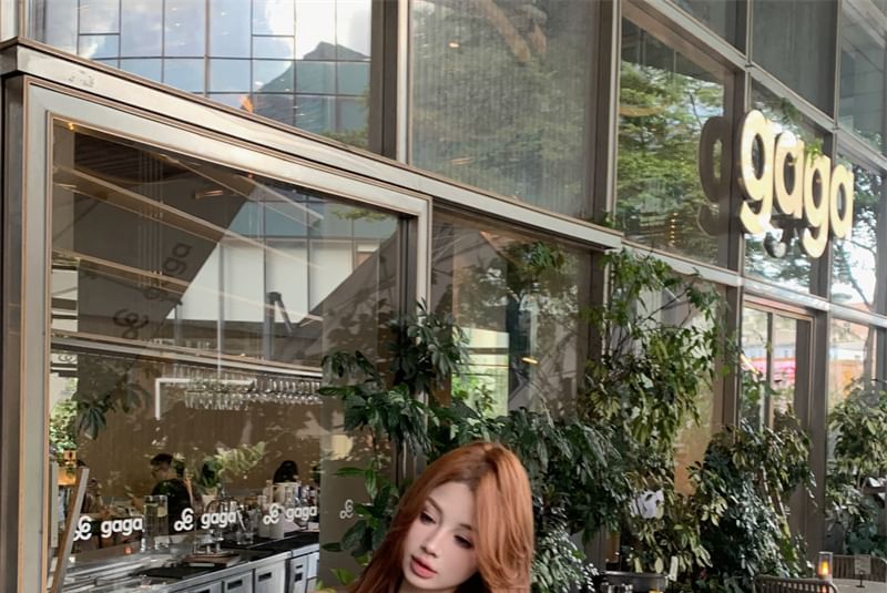 Plain Sheath Mini Shoulder One Dress Sleeveless Tie-Up