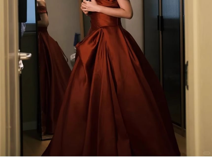 Evening A-Line Bow Gown Off Shoulder