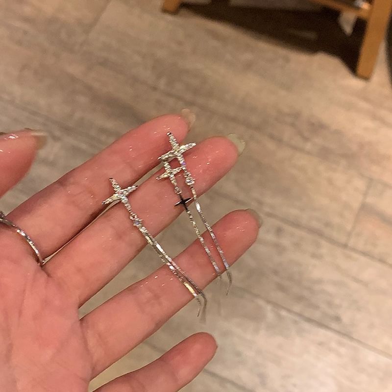 Rhinestone Drop Star Earring