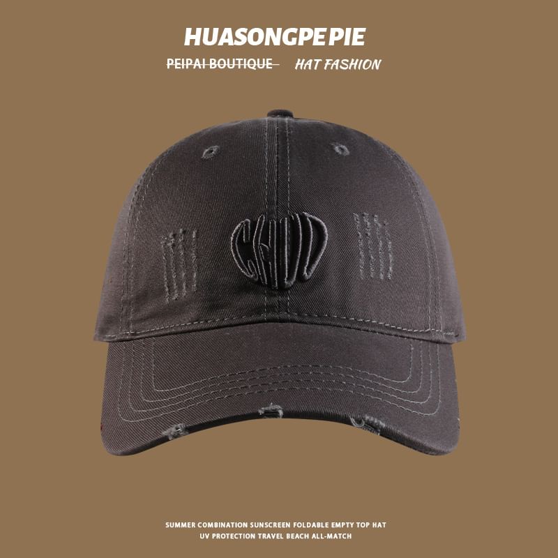 Baseball Embroidered Cap Distressed Letter