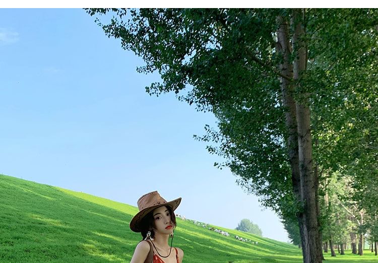 Strap Maxi Patterned Sundress Spaghetti