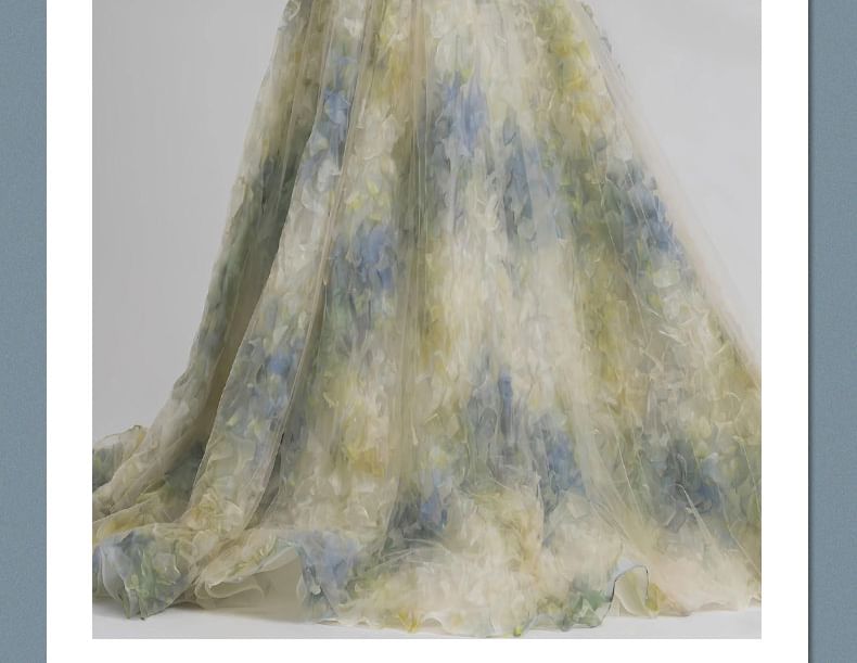 Strapless Floral A-Line Evening Gown