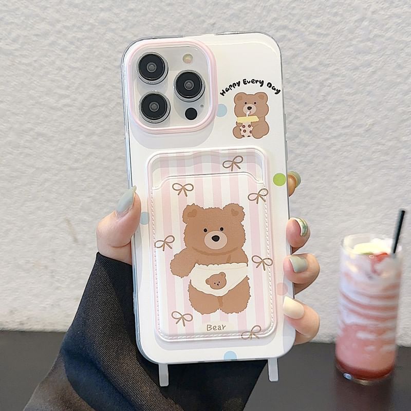 Holder Case Card Bear Phone Strap