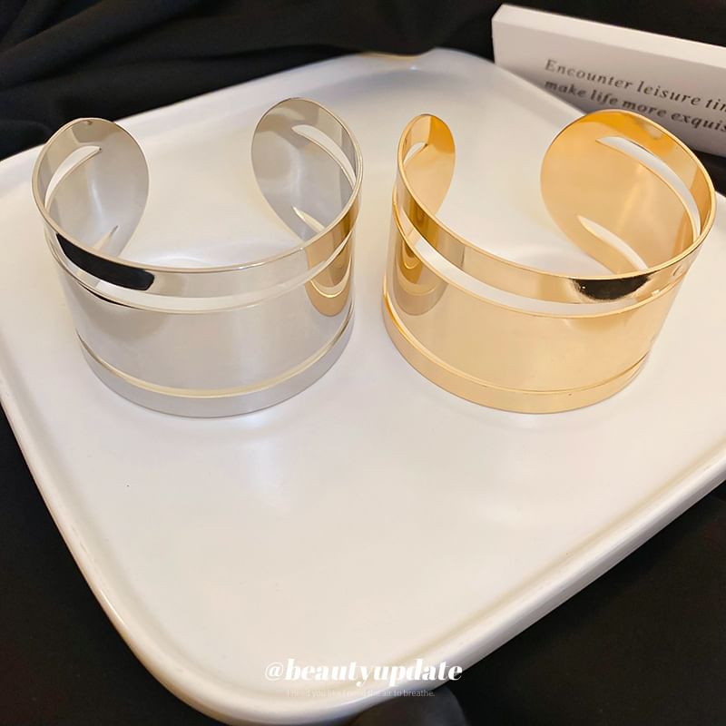 Polished Alloy Bangle Layered Open