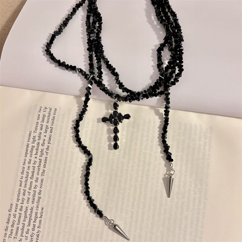 Beaded Cross Necklace Layered
