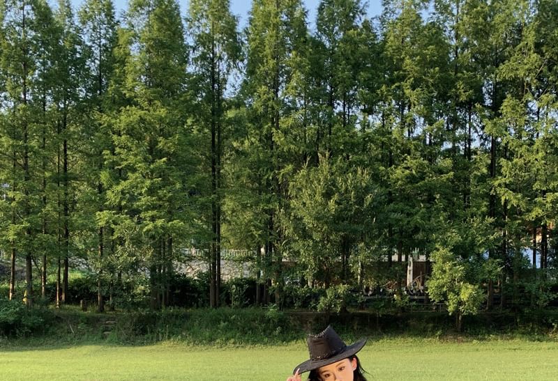 Skirt + Plain Set: Blouse V-Neck Mini Tiered A-Line Long-Sleeve