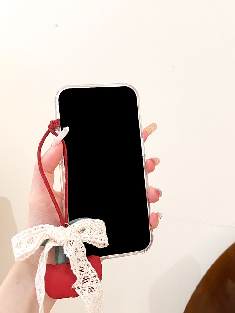 Set / Cherry Dot Polka Charm Phone Case