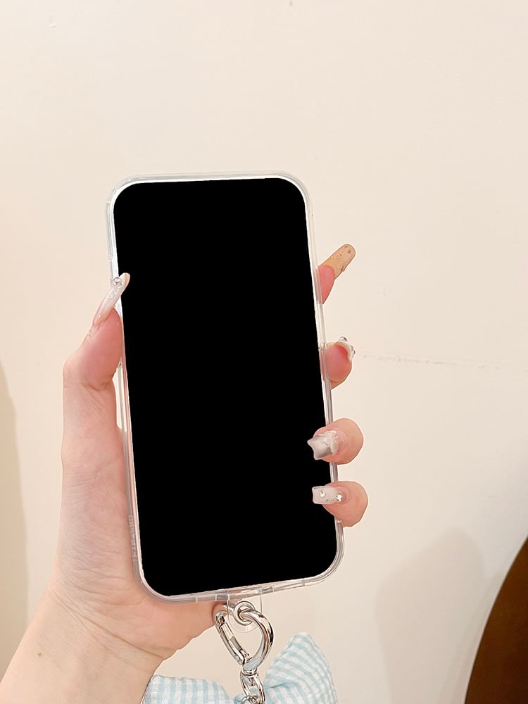 Case Phone / Plaid Charm Set Bow