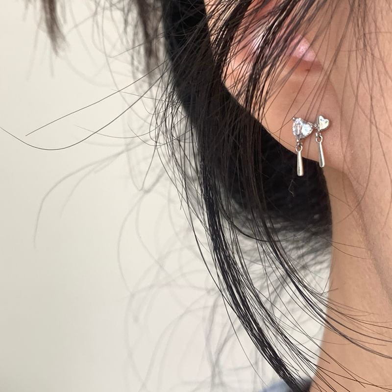Drop Alloy Heart Rhinestone Earring