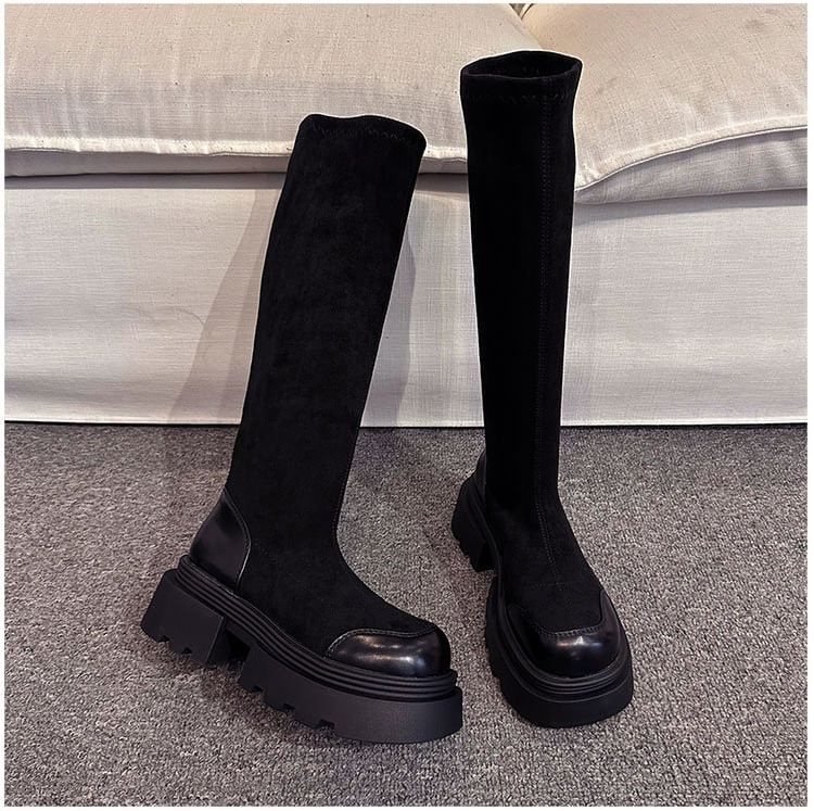 Platform Faux Tall Suede Boots