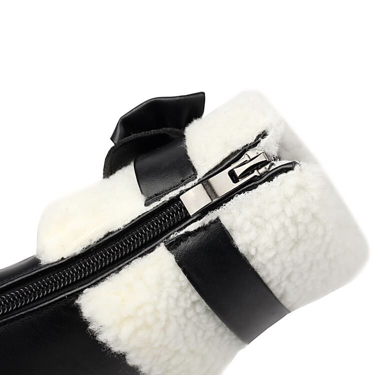 Heel Panel Short Bow Boots Fleece Chunky