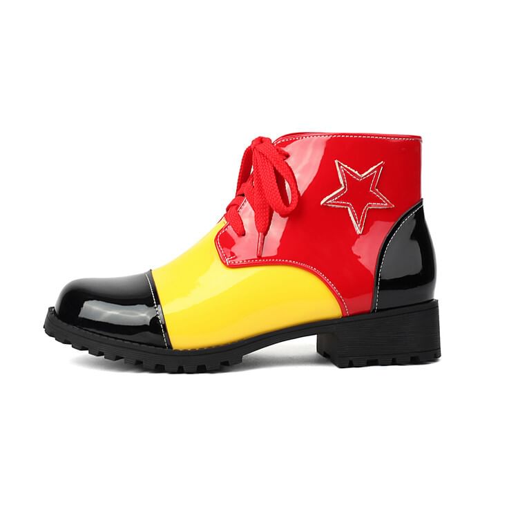 Applique Boots Star Short Lace-Up