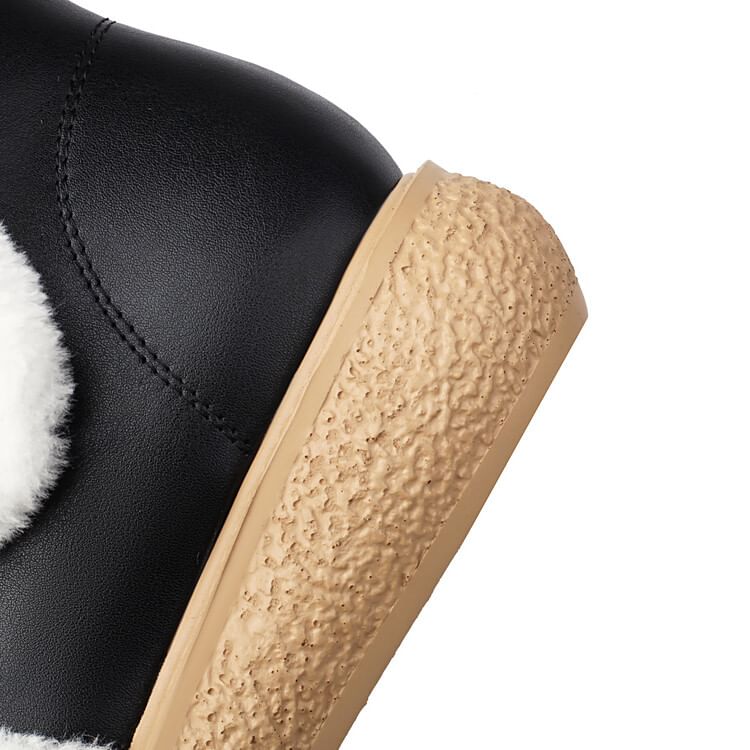 Boots Short Trim Bow Platform Fluffy