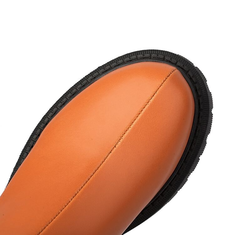 Faux Leather Platform Boots Short