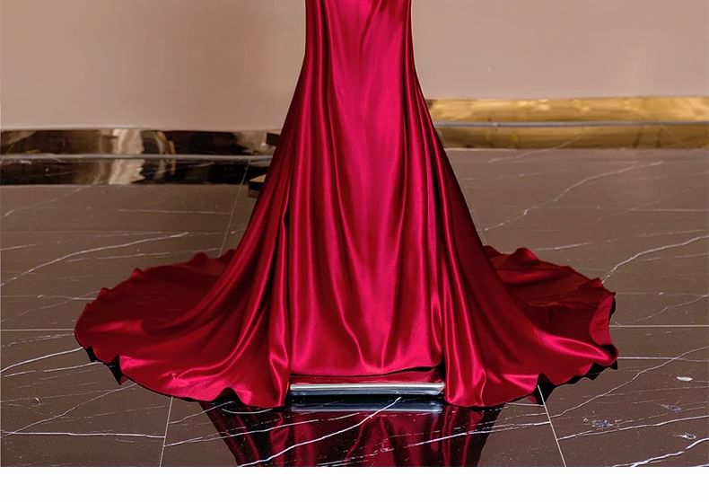 Plain Gown Off-Shoulder Mermaid Evening