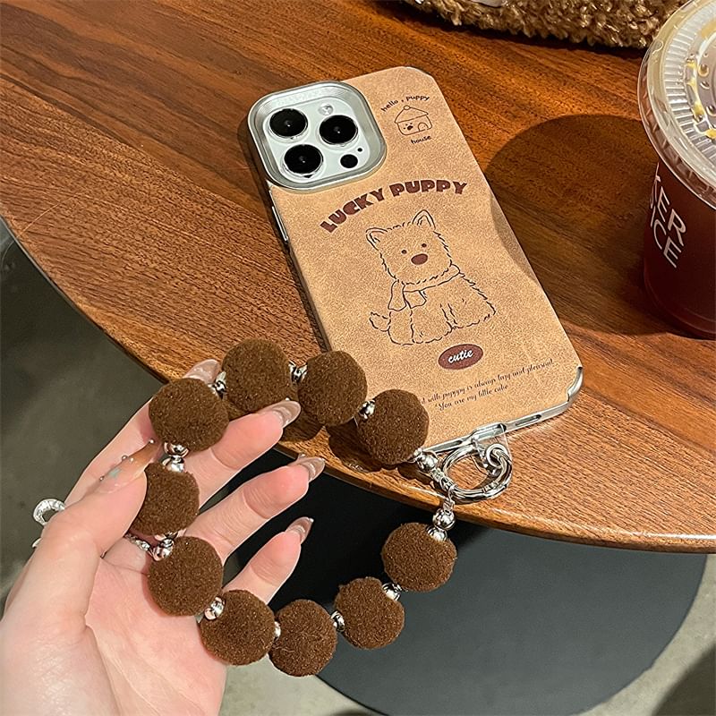 Phone / Dog Set Case Pom Strap