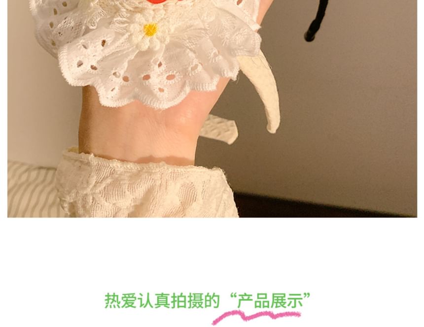 / Clip Cherry Hair Lace Trim Hat Headband