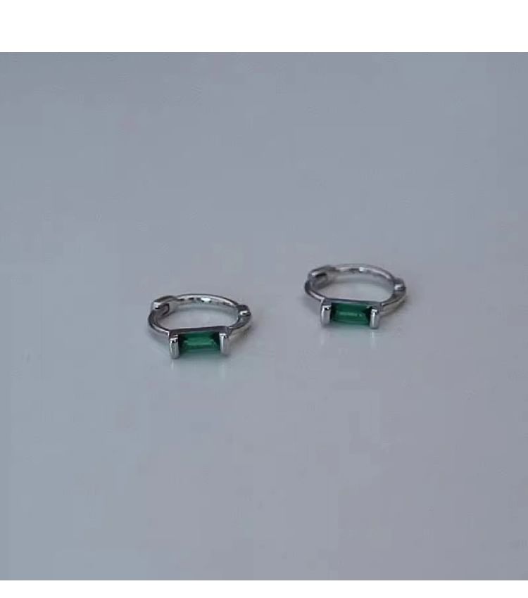 925 Silver Rhinestone Earring Sterling Huggie
