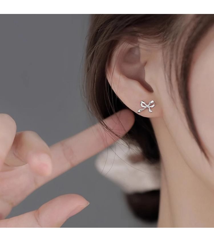 Earring Silver Bow 925 Stud Sterling