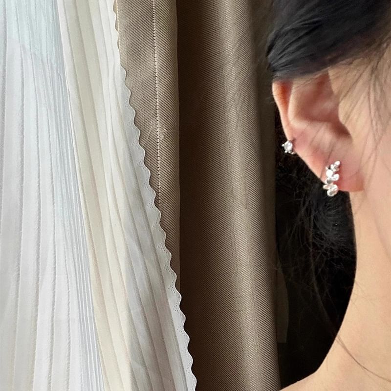 Earring Sterling Huggie Silver 925 Floral