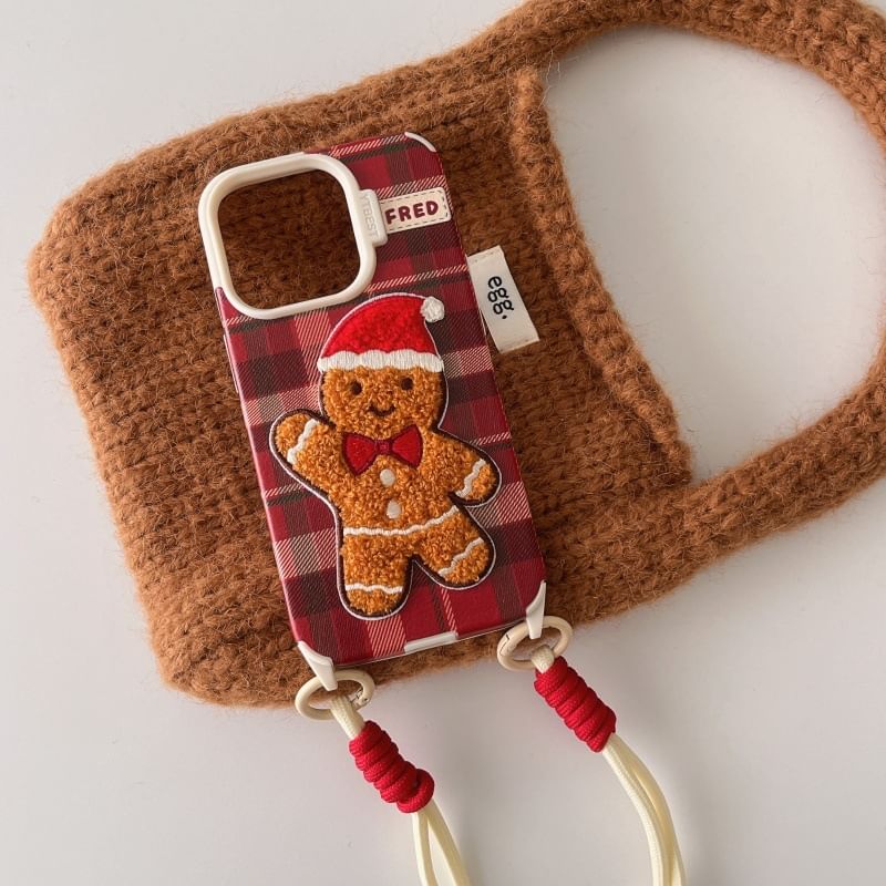 Case Phone Strap Embroidered Christmas
