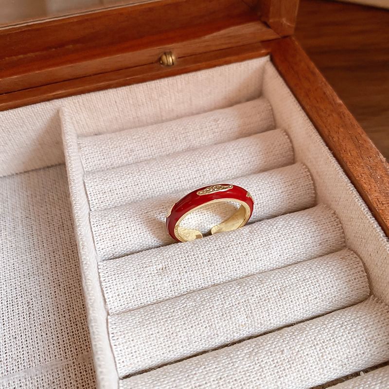 / Rhinestone Open Geometry Ring