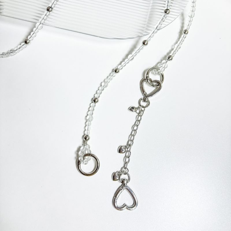 Faux Lanyard Crystal Phone Heart Alloy Buckled