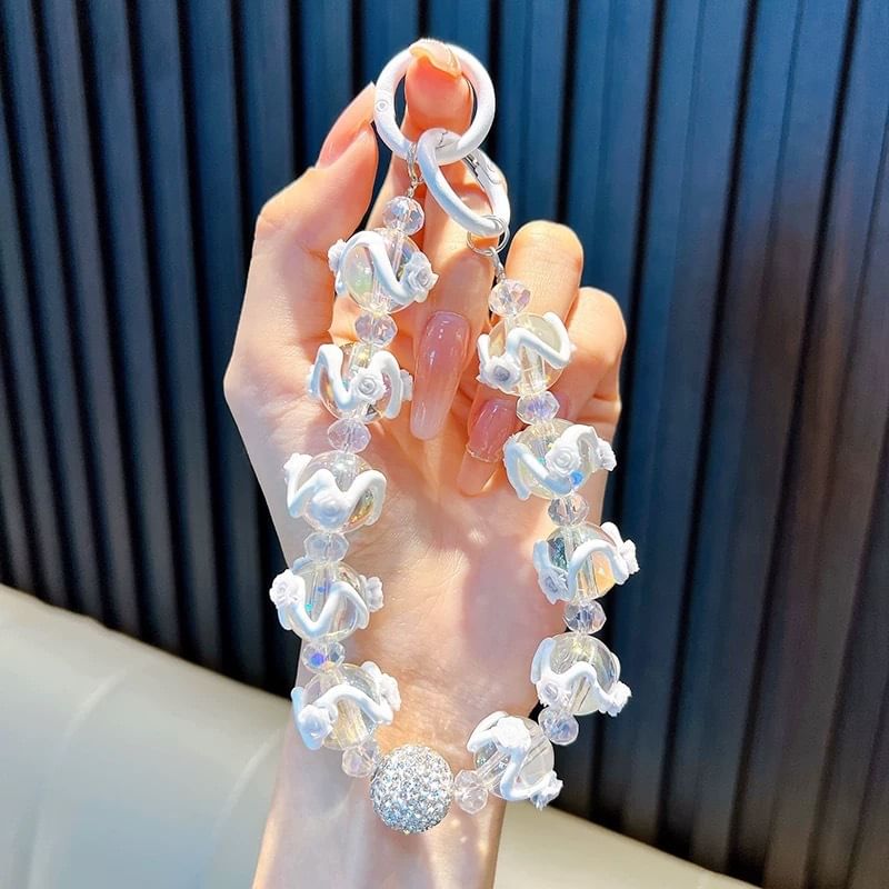 Bead Phone Strap Rose