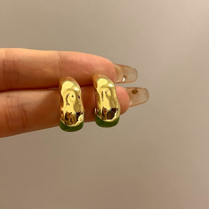 Open Hoop Earring Irregular Alloy Glaze