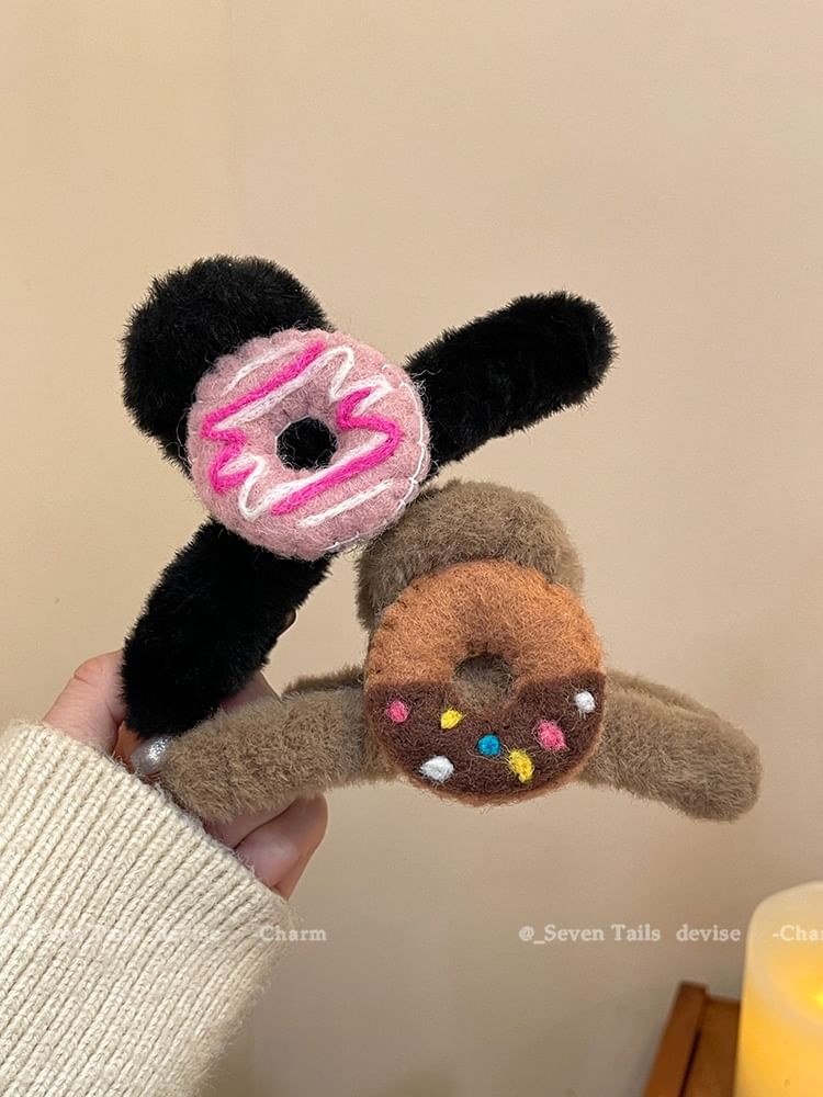 Chenille Hair Clip Claw Donut Acrylic