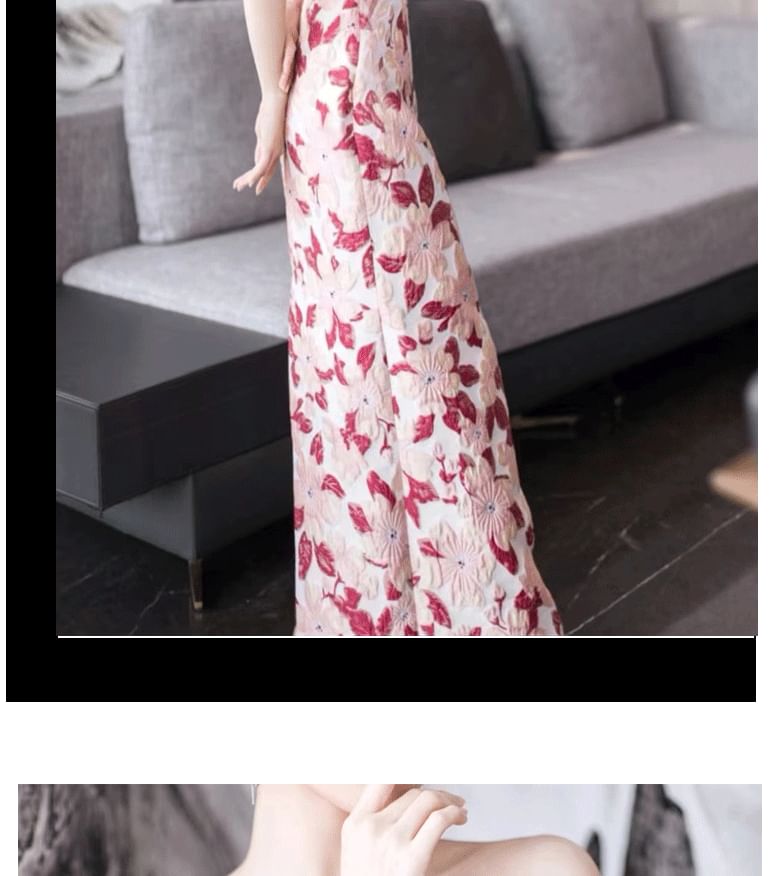 Evening Gown Off-Shoulder Sheath Floral