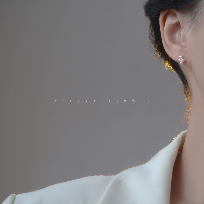 Faux Pearl Sterling Earring Silver Stud S925