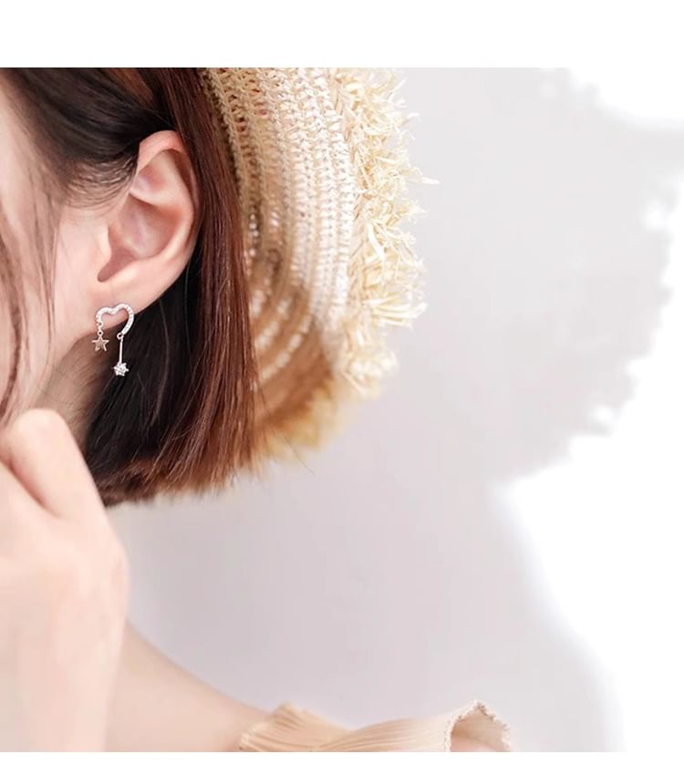 Heart Alloy Drop Star Earring