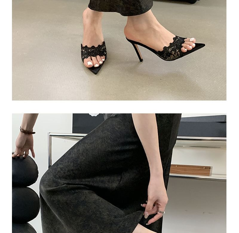 Sandals Slide Stiletto Heel Pointy